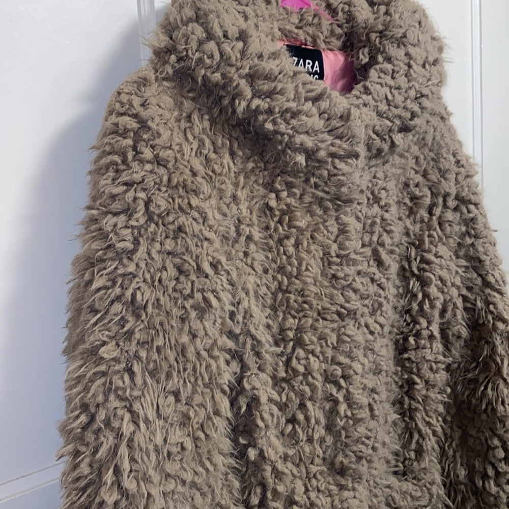 Zara Basic Outerwear Small Texture Coat With Hood Color Mink - Picture 13 of 13